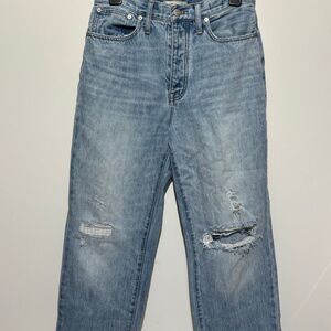 Madewell Women's Blue Distressed Button Fly 100% Cotton The Dad Jeans Size 27